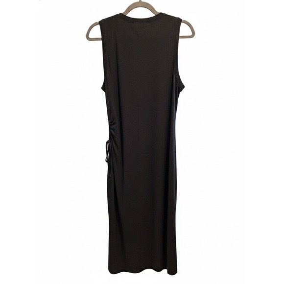 And Now This Black Ribbed Side Cutout Ruched Midi Dress XL NEW! - Picture 3 of 6